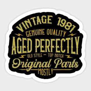 Vintage 1981 39th Birthday 39 Years Old Gift Sticker